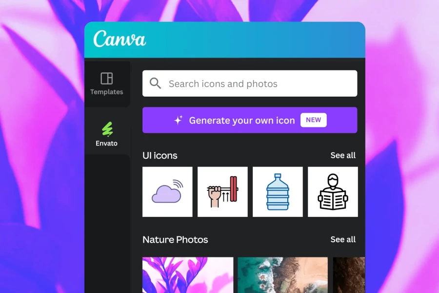 نمایش صفحه کاربری Canva برای تلفن همراه