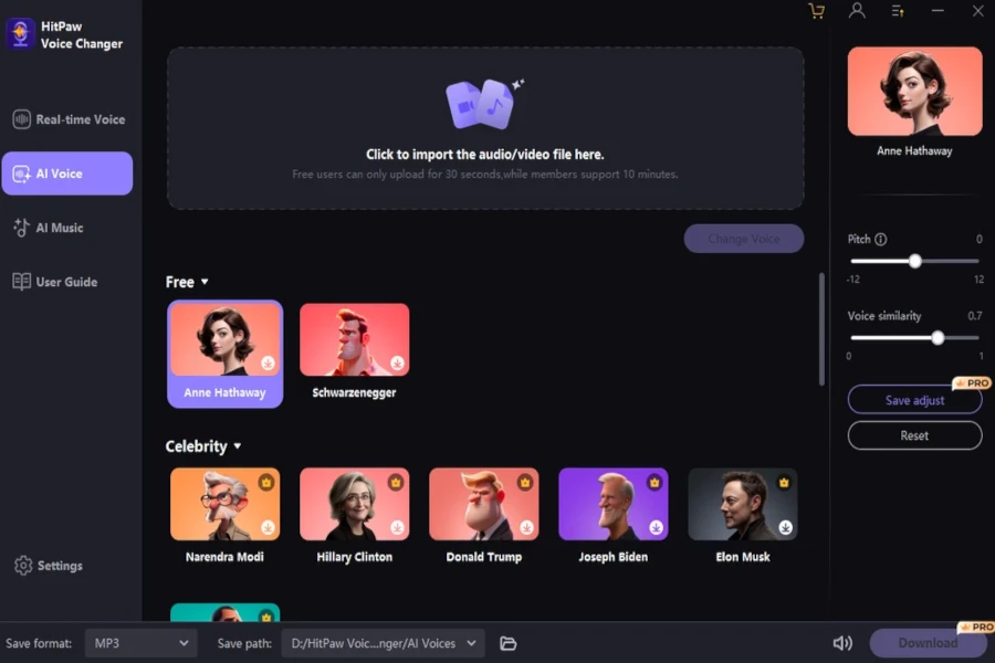 Hitpaw Voice Changer، ابزار شبیه‌سازی صدای خواننده