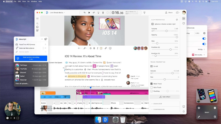 Descript، ابزار ویرایش صدا و تصویر برای درآمد از TikTok