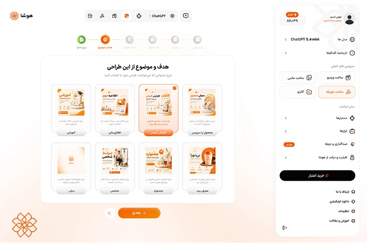 انتخاب هدف و موضوع در هوش مصنوعی طراحی بنر هوشا