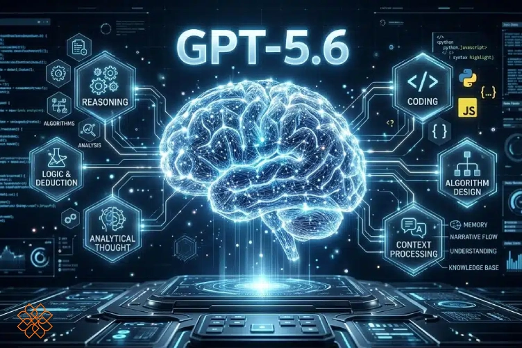عکس یک مغز هوشمند با اسم gpt 5.6 در بالای آن