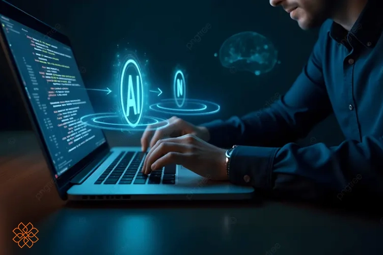 برنامه نویس مرد در حال برنامه نویسی در لپ تاپ