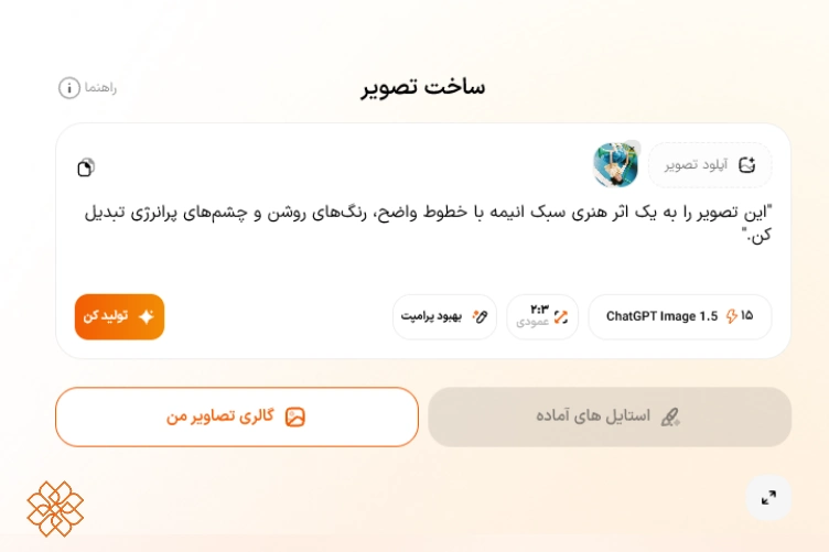 اسکرین شات از متن تبدیل عکس به انیمه در چت جی پی تی