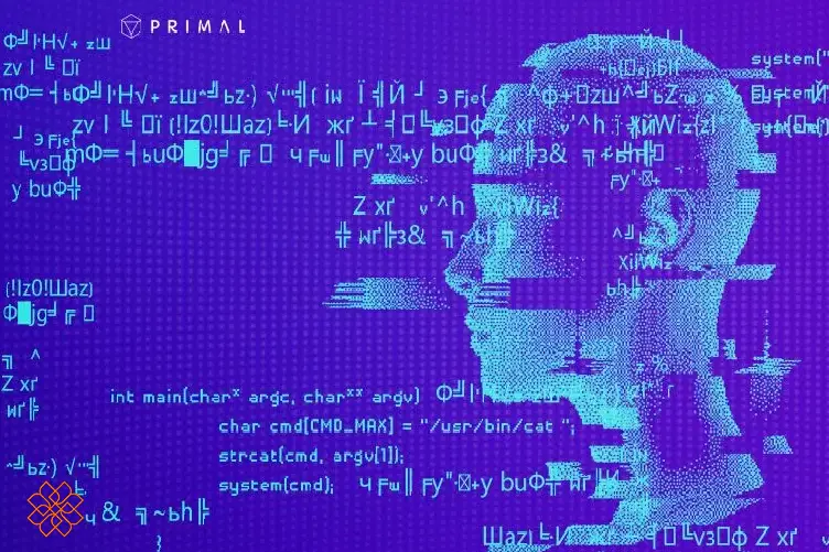 چهره دیجیتال از خطوط کد، نمادی از هوش مصنوعی Codex در برنامهنویسی