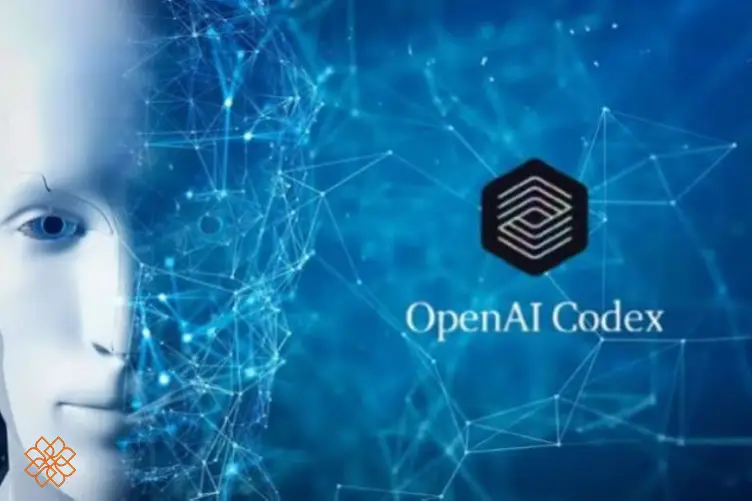لوگو و آیکون OpenAI Codex در کنار تصویر رباتیک هوش مصنوعی
