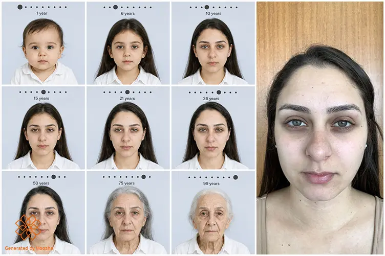 قبل و بعد ساخت تصاویر از ۱ تا ۹۹ سالگی با پرامپت آماده در هوش مصنوعی هوشا