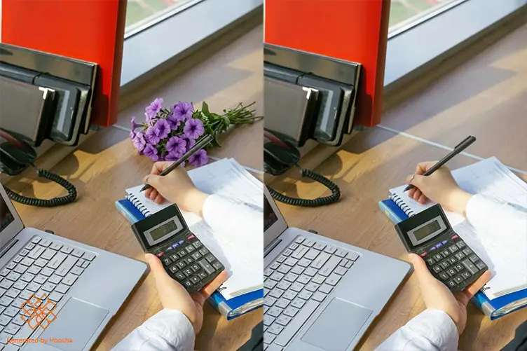 عکس قبل و بعد افزودن یک دستهگل بنفش به تصویر با کمک هوش مصنوعی