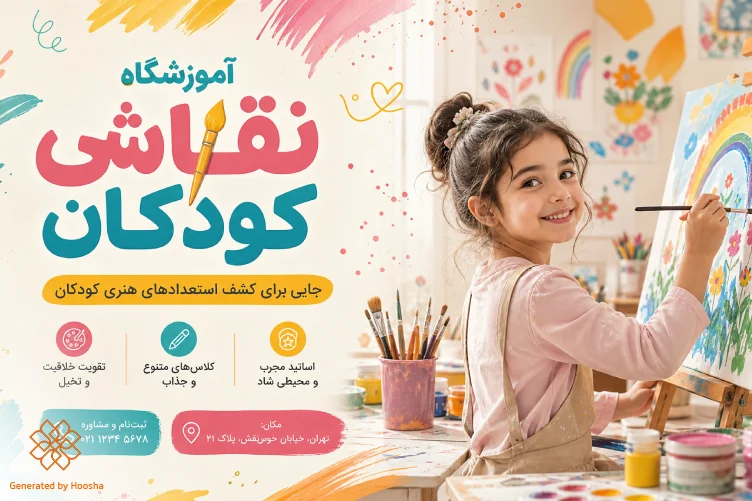 نمونه ساخت بنر و پوستر تبلیغاتی برای آموزشگاه نقاشی