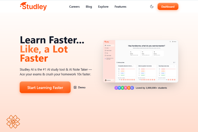 اسکرینشات از صفحه اصلی هوش مصنوعی Studley