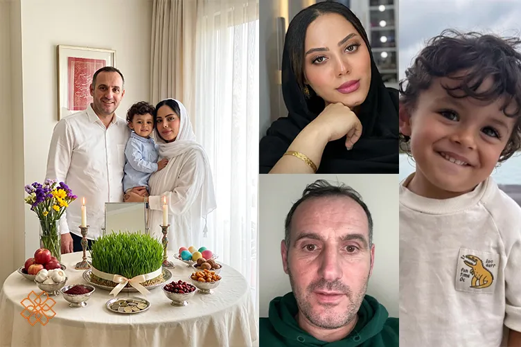 عکس مرجع و خروجی پرامپت عکس خانوادگی با سفره هفت سین با هوش مصنوعی هوشا