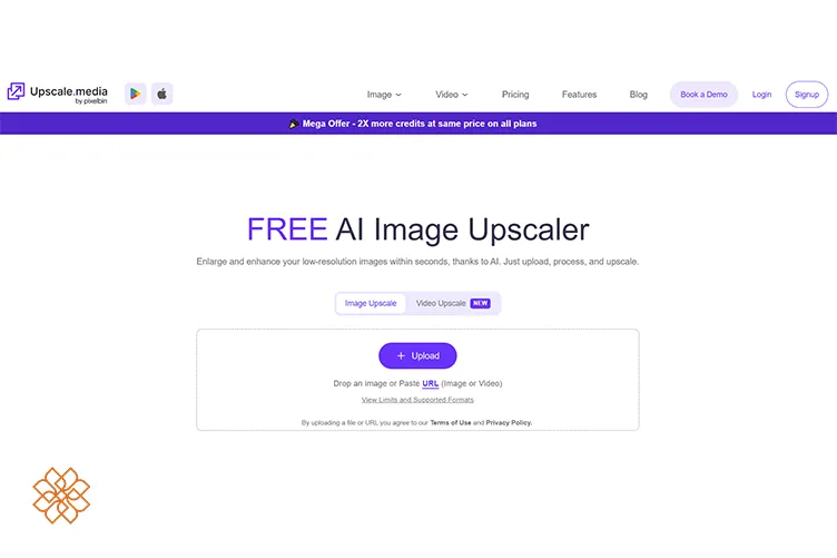 اسکرینشات از محیط ابزار آنلاین Upscale.media