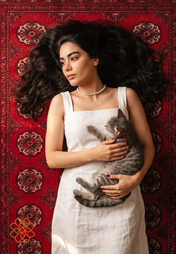 عکس سنتی دخترونه روی فرش ایرانی