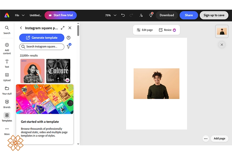 اسکرین شات از ساخت پست اینستاگرام با هوش مصنوعی Adobe Express