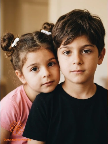 خروجی پرامپت پرتره صمیمی عکس بچگی با پارتنر