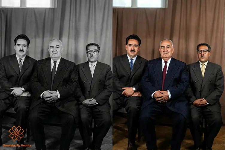 .سمت راست، تصویر رنگی و سمت چپ، تصویر سیاه و سفید قرار دارد