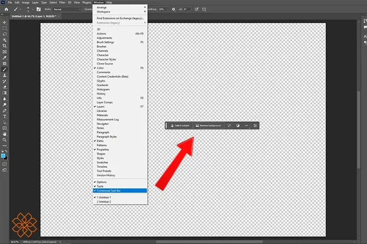 منوی Contextual Taskbar در فتوشاپ