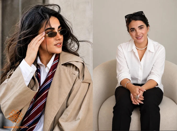 عکس پروفایل دخترانه خفن با ترنچکت و عینک آفتابی همراه با عکس مرجع و خروجی هوشا