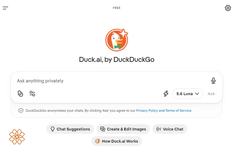 اسکرینشات محیط Duck AI برای گفتوگو با مدلهای مختلف هوش مصنوعی
