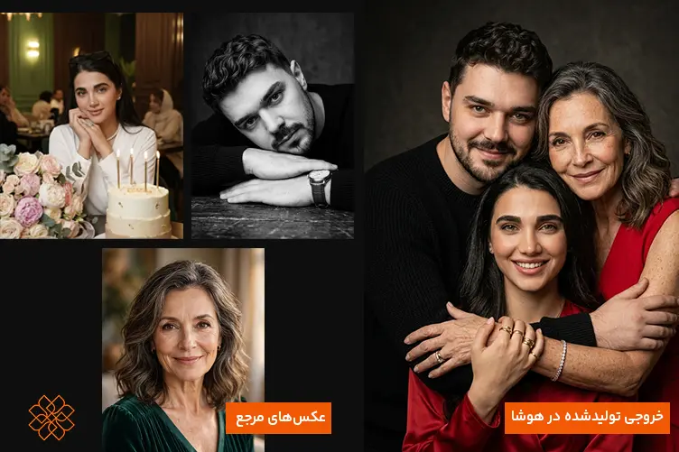 ترکیب سه عکس مرجع مختلف و تولید پرتره خانوادگی سه نفره با هوش مصنوعی