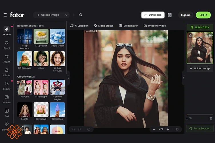 اسکرین شات از سایت فتوشاپ عکس با هوش مصنوعی Fotor
