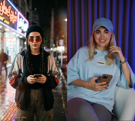 عکس پروفایل دخترانه لاتی و گنگ با عینک قرمز در شب همراه با عکس مرجع و خروجی هوشا