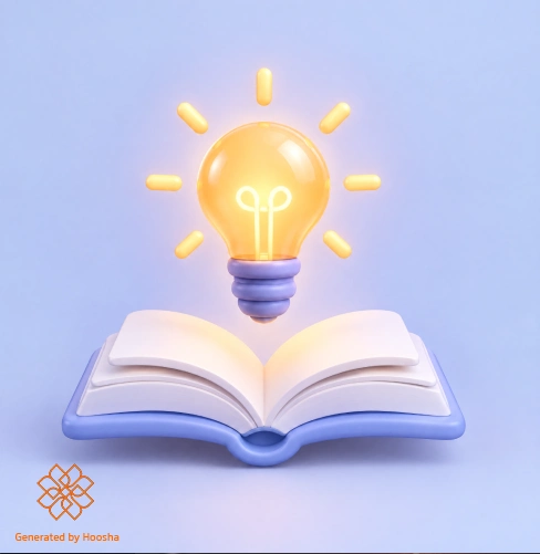 کاور هایلایت اینستاگرام سهبعدی با نماد کتاب و لامپ ساختهشده در هوشا