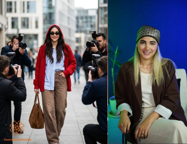 عکس پروفایل دخترانه با استایل کرهای و لباسهای اورسایز همراه با عکس مرجع و خروجی هوشا
