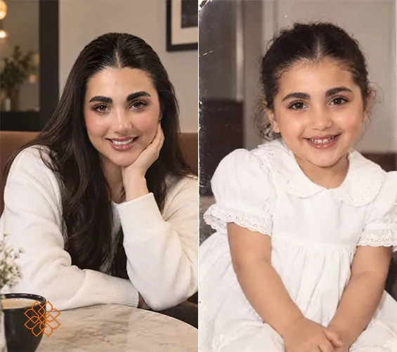 کلاژ عکس مرجع کودکی و بزرگسالی کنار هم برای بازسازی تصاویر با هوش مصنوعی