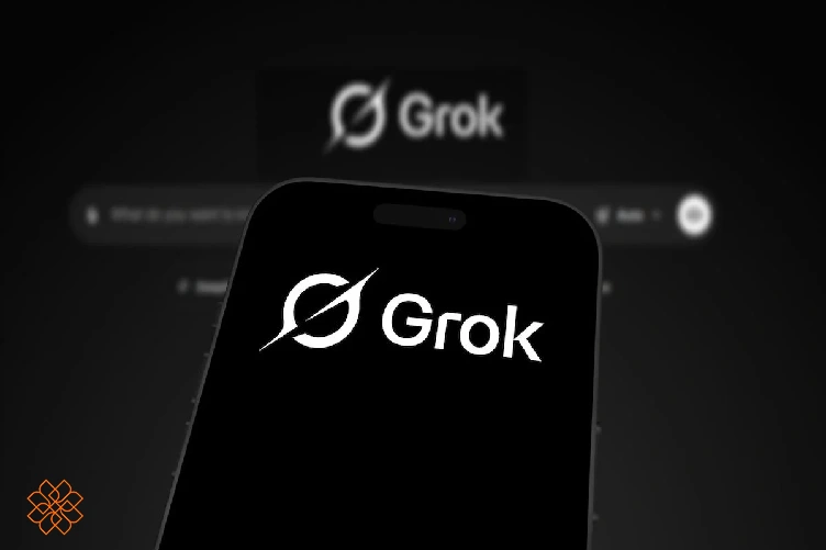 لوگوی هوش مصنوعی Grok روی صفحه موبایل