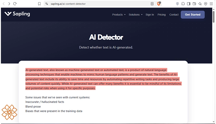 برنامه تشخیص متن هوش مصنوعی Sapling