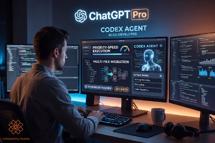 توسعهدهنده در حال استفاده از دستیار کدنویسی Codex Agent نسخه پرو
