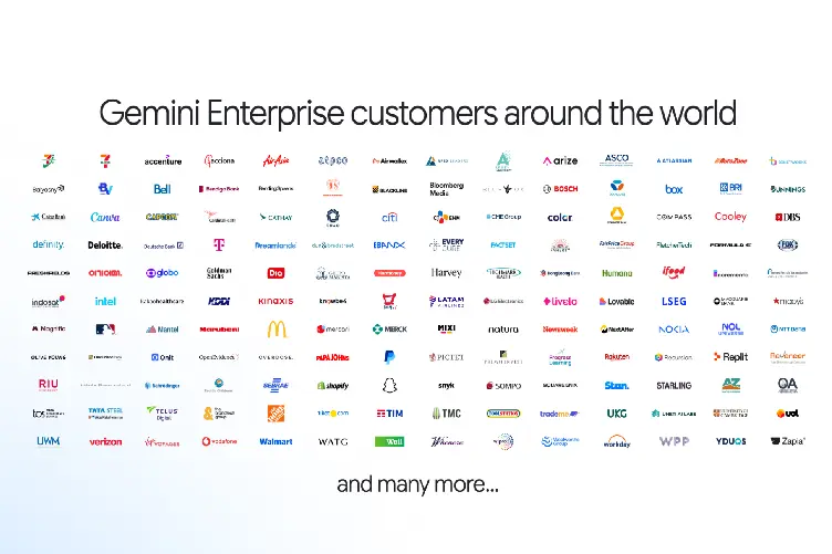 لوگوی شرکت های بزرگ استفاده کننده از Gemini Enterprise