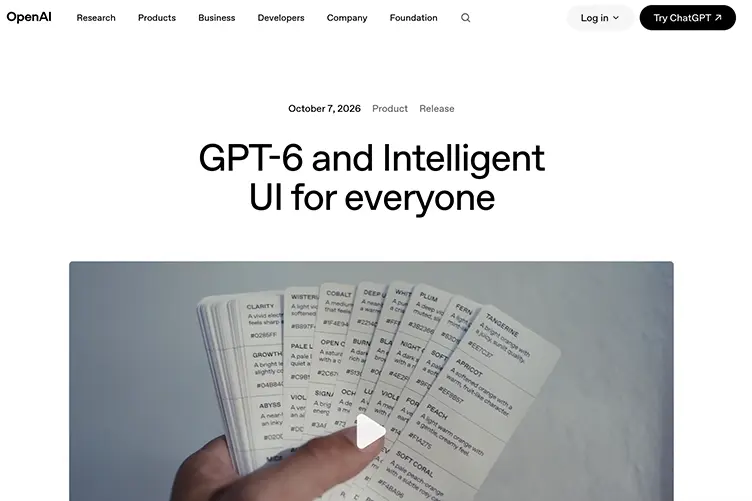 صفحه اصلی GPT 6 Intelligent ui