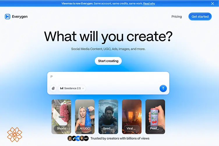 نمای صفحه اصلی Everygen Ai