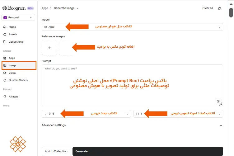راهنمای استفاده از داشبورد تولید تصویر در ایدئوگرام