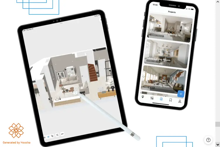 اسکرینشات از فضای کار اپلیکیشن و تبلت ابزار HomeByMe